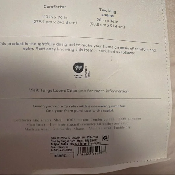 CASLUNA King Textured Chambray Cotton Comforter & Sham Set Natural NEW - Picture 8 of 8